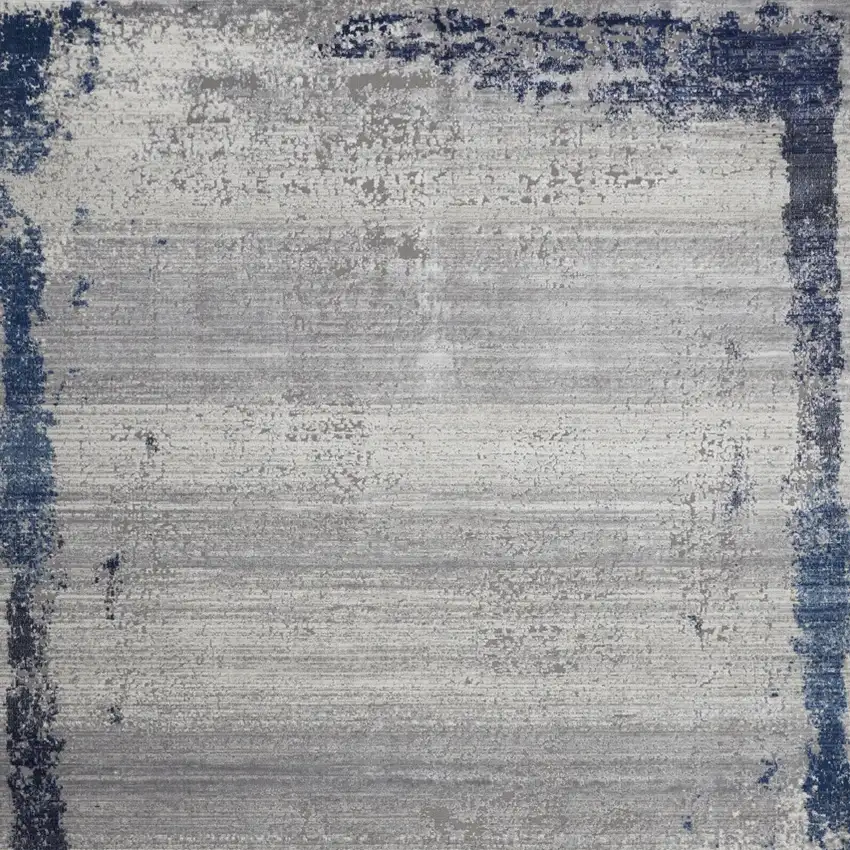 Navy Blue And Gray Abstract Distressed Area Rug Photo 6