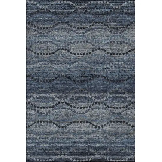 Navy Blue And Gray Abstract Geometric Washable Area Rug With UV Protection Photo 4