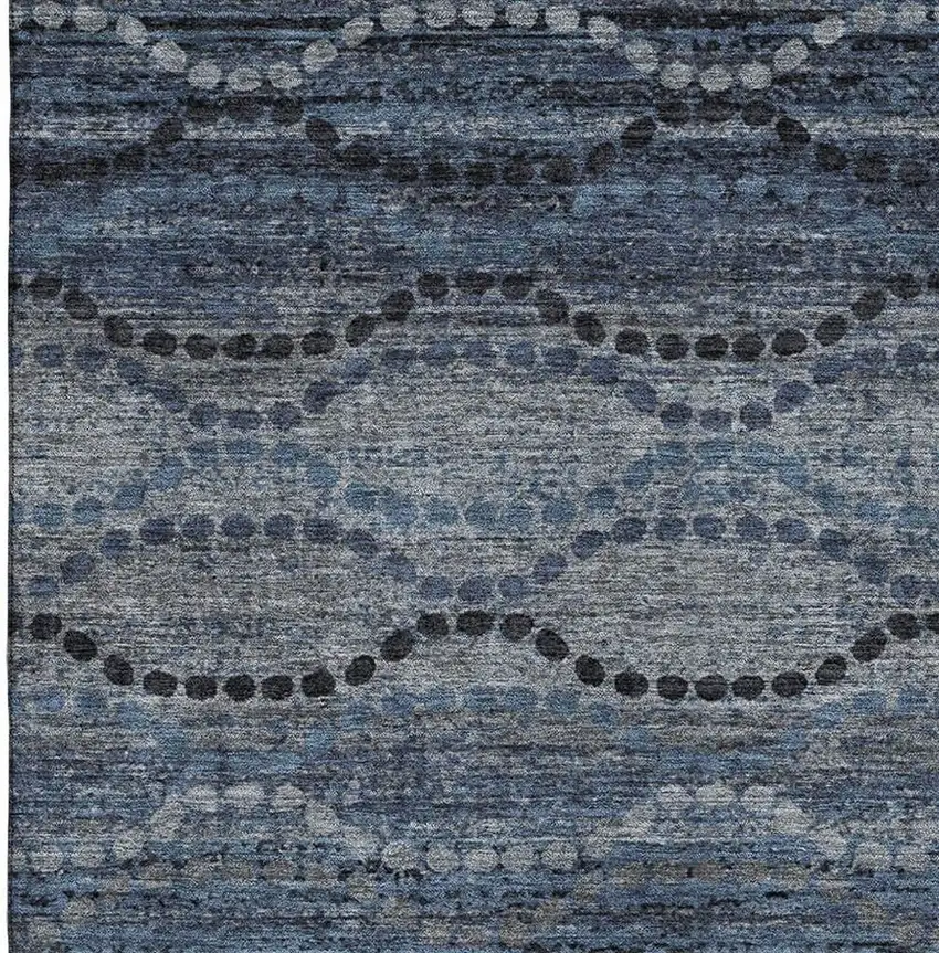 Navy Blue And Gray Abstract Geometric Washable Area Rug With UV Protection Photo 3