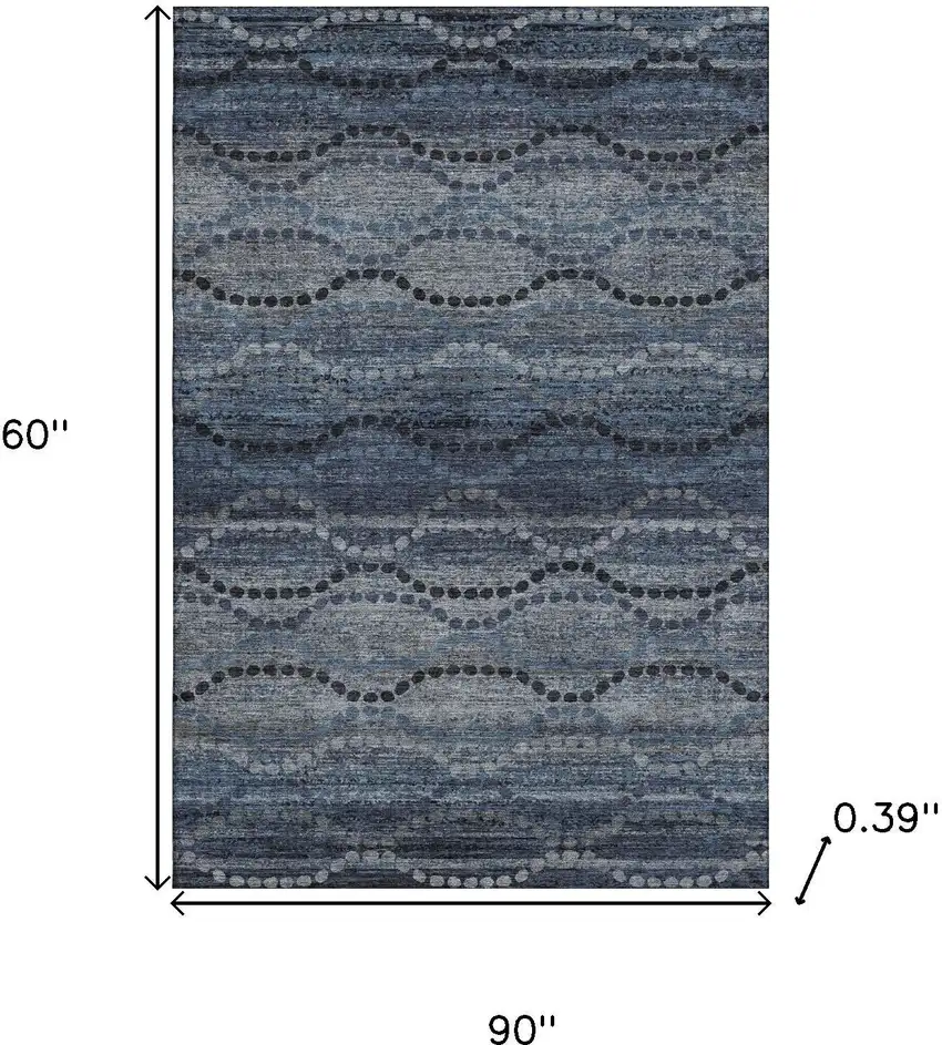 Navy Blue And Gray Abstract Geometric Washable Area Rug With UV Protection Photo 9