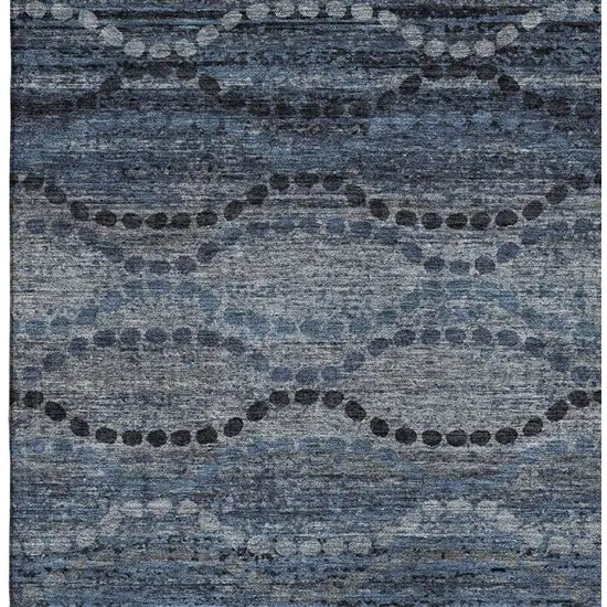 Navy Blue And Gray Abstract Geometric Washable Area Rug With UV Protection Photo 4