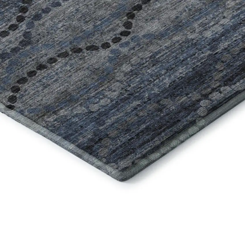 Navy Blue And Gray Abstract Geometric Washable Area Rug With UV Protection Photo 7