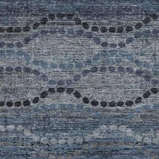 Navy Blue And Gray Abstract Geometric Washable Area Rug With UV Protection Photo 3