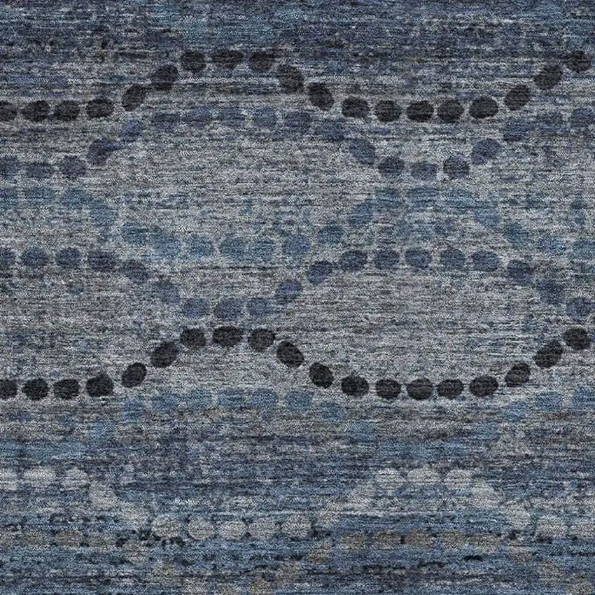 Navy Blue And Gray Abstract Geometric Washable Area Rug With UV Protection Photo 3