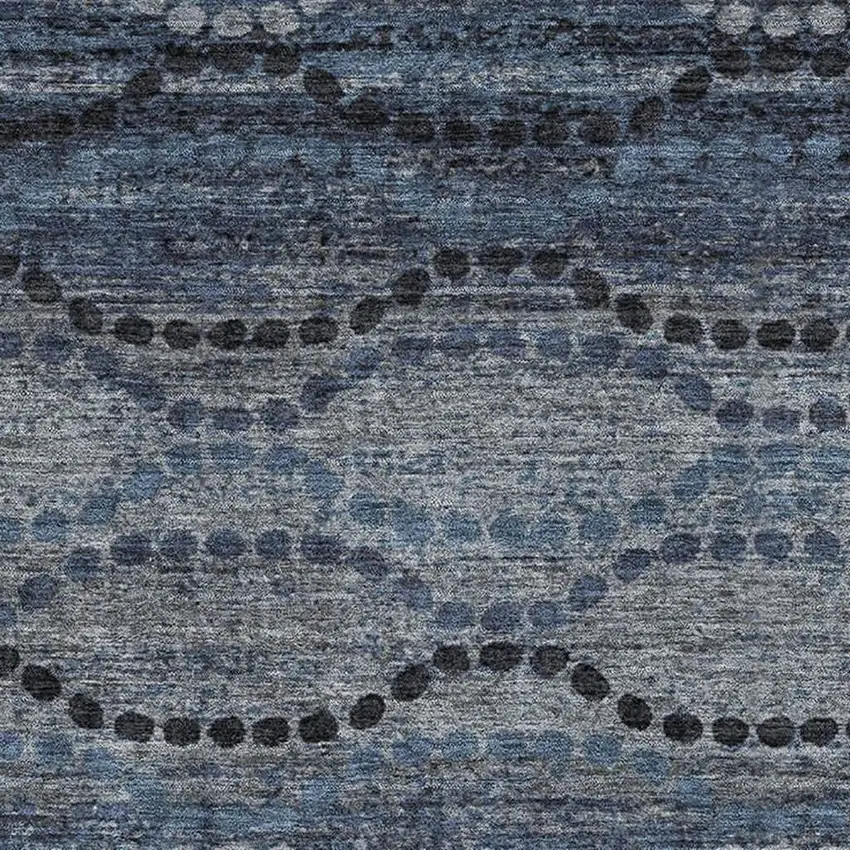 Navy Blue And Gray Abstract Geometric Washable Area Rug With UV Protection Photo 3