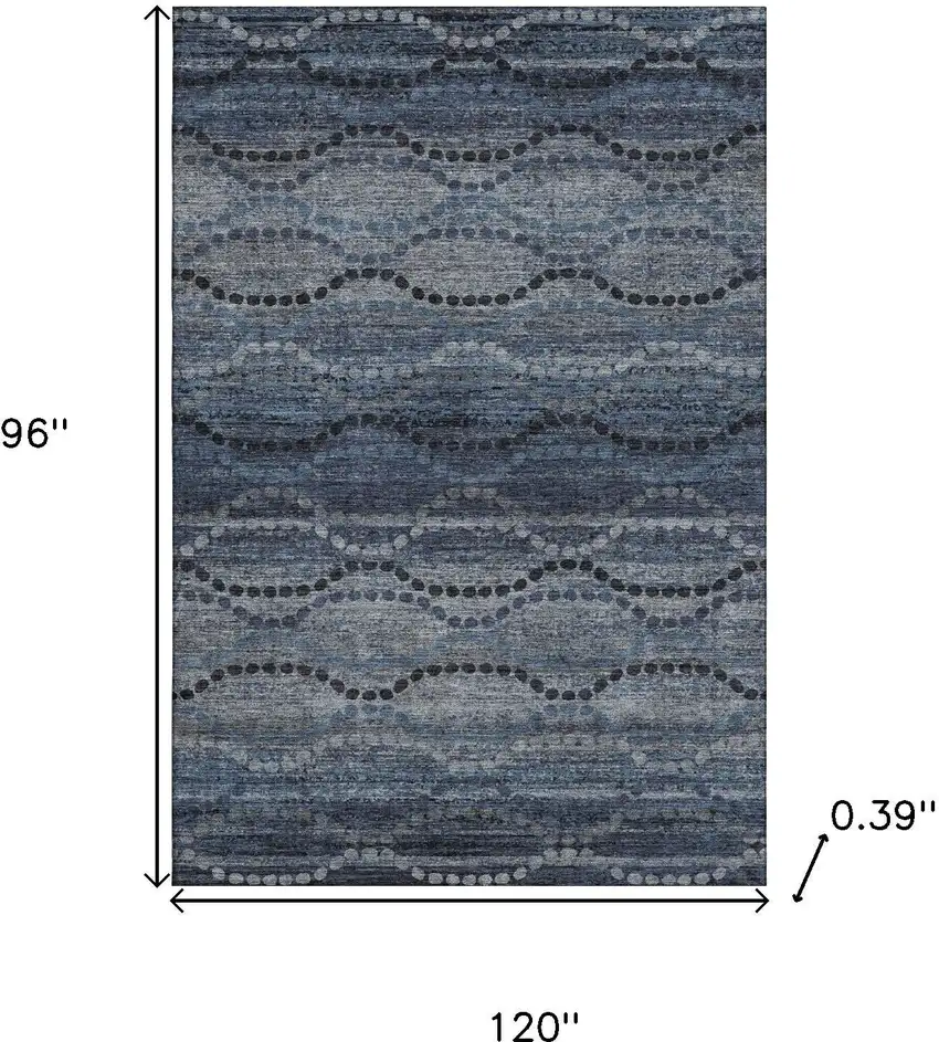 Navy Blue And Gray Abstract Geometric Washable Area Rug With UV Protection Photo 9