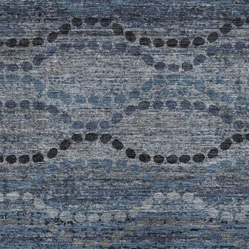 Navy Blue And Gray Abstract Geometric Washable Area Rug With UV Protection Photo 3