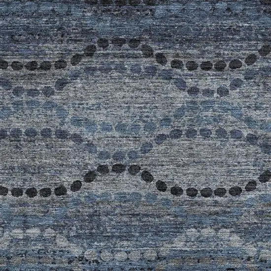 Navy Blue And Gray Abstract Geometric Washable Area Rug With UV Protection Photo 3