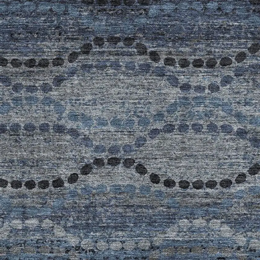 Navy Blue And Gray Abstract Geometric Washable Area Rug With UV Protection Photo 3