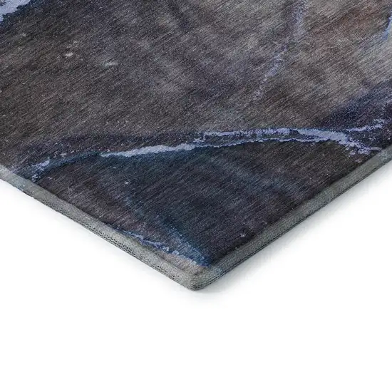Navy Blue And Gray Abstract Washable Area Rug With UV Protection Photo 9