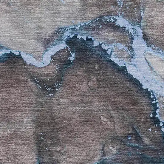 Navy Blue And Gray Abstract Washable Area Rug With UV Protection Photo 3