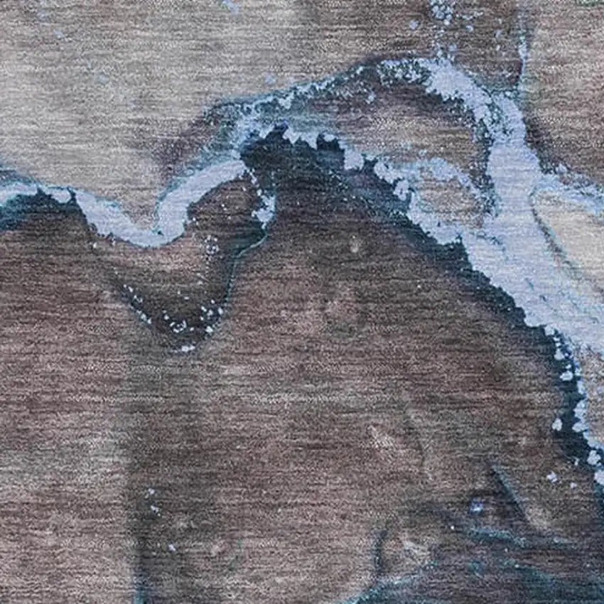 Navy Blue And Gray Abstract Washable Area Rug With UV Protection Photo 3