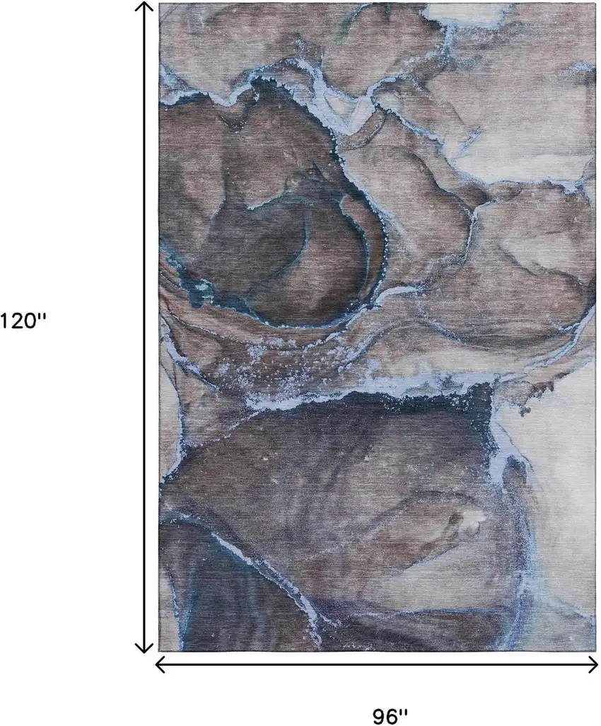 Navy Blue And Gray Abstract Washable Area Rug With UV Protection Photo 6