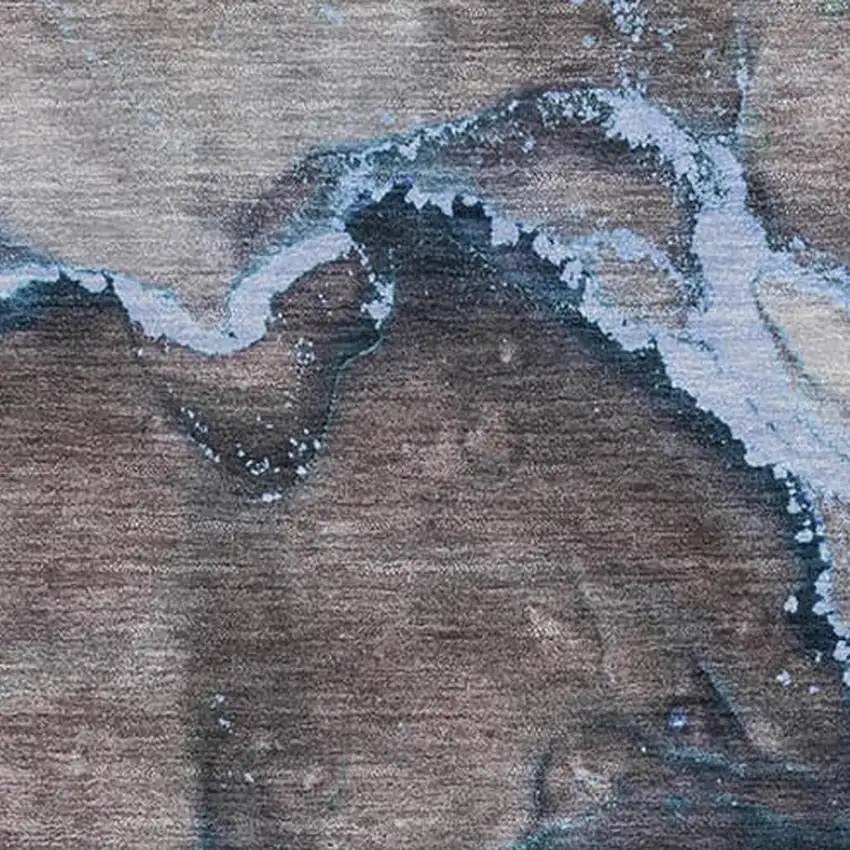 Navy Blue And Gray Abstract Washable Area Rug With UV Protection Photo 3