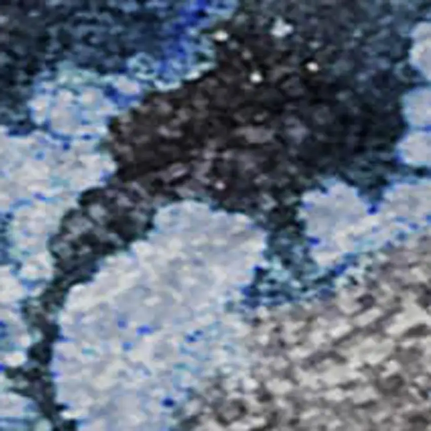 Navy Blue And Gray Abstract Washable Area Rug With UV Protection Photo 7