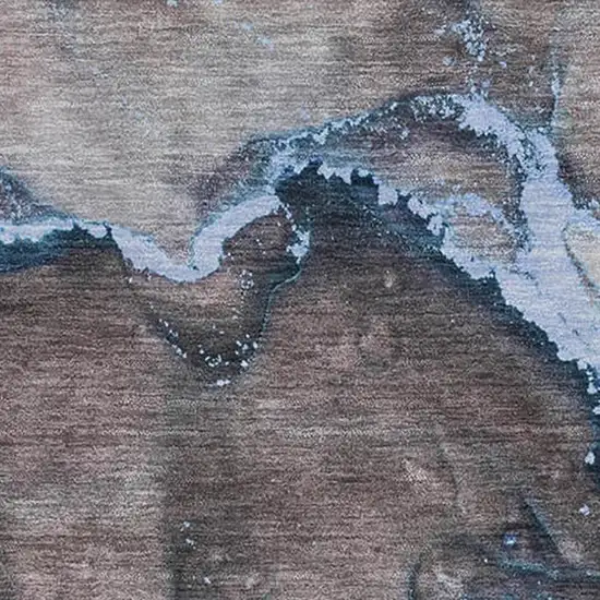 Navy Blue And Gray Abstract Washable Area Rug With UV Protection Photo 8