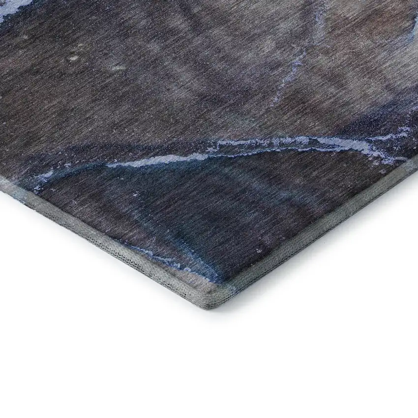 Navy Blue And Gray Abstract Washable Area Rug With UV Protection Photo 9
