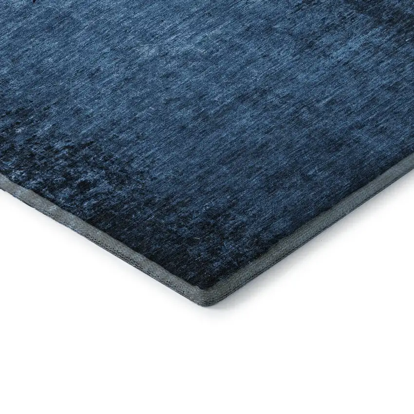 Navy Blue And Gray Abstract Washable Area Rug With UV Protection Photo 9