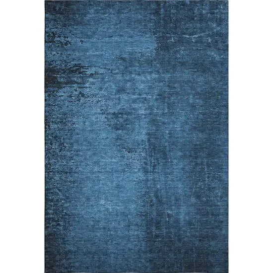 Navy Blue And Gray Abstract Washable Area Rug With UV Protection Photo 1