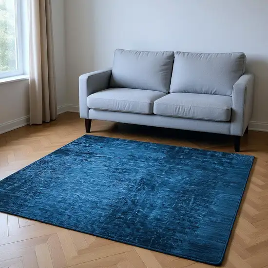 Navy Blue And Gray Abstract Washable Area Rug With UV Protection Photo 2