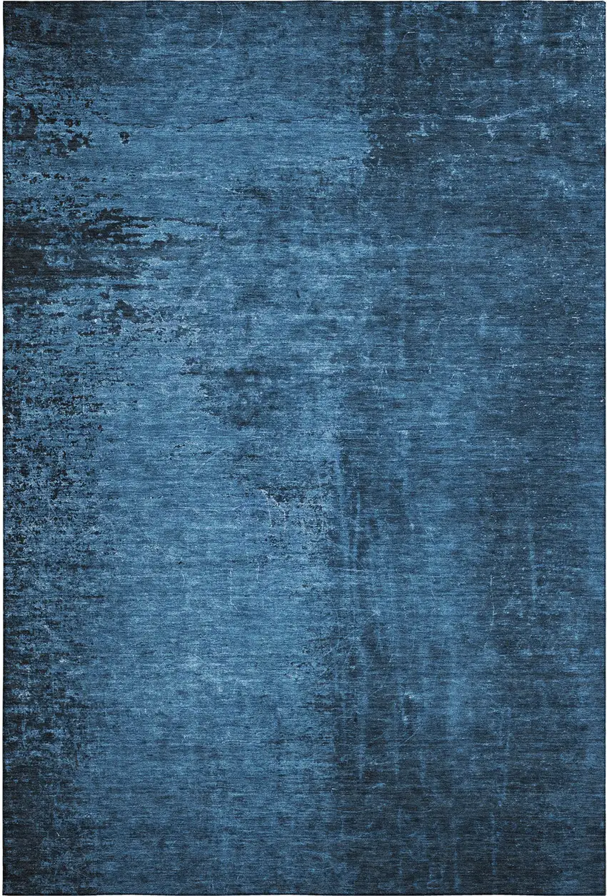 Navy Blue And Gray Abstract Washable Area Rug With UV Protection Photo 1