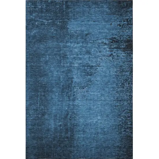 Navy Blue And Gray Abstract Washable Area Rug With UV Protection Photo 4