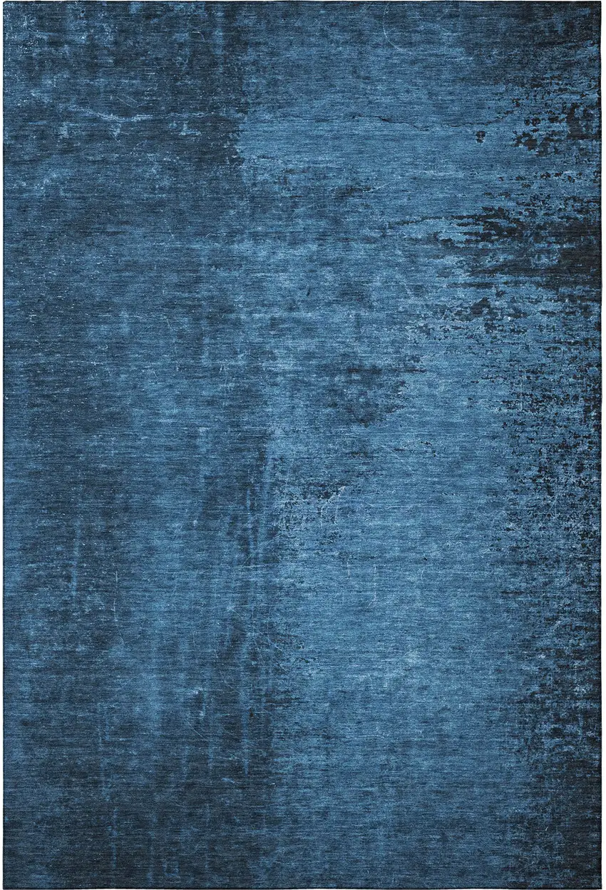 Navy Blue And Gray Abstract Washable Area Rug With UV Protection Photo 4