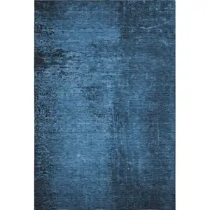 Photo of Navy Blue And Gray Abstract Washable Area Rug With UV Protection