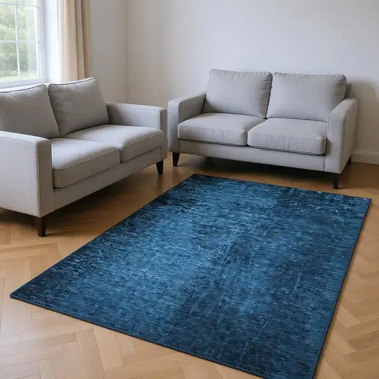 Navy Blue And Gray Abstract Washable Area Rug With UV Protection Photo 2