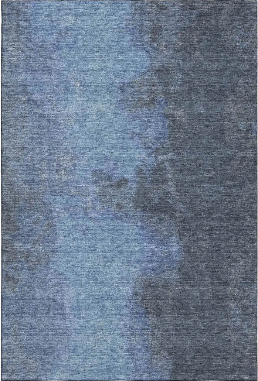 Navy Blue And Gray Abstract Washable Area Rug With UV Protection Photo 5