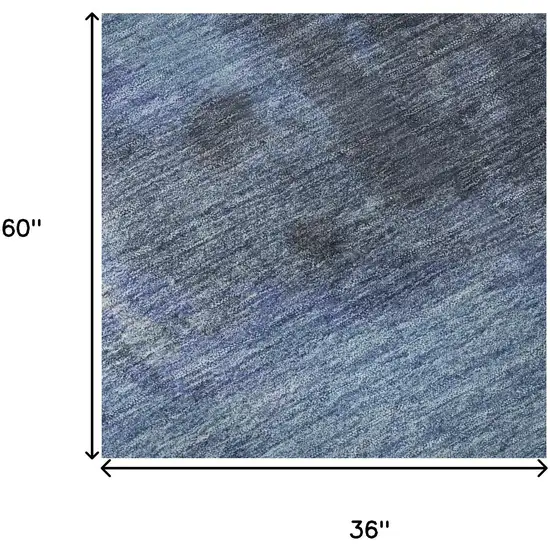 Navy Blue And Gray Abstract Washable Area Rug With UV Protection Photo 9