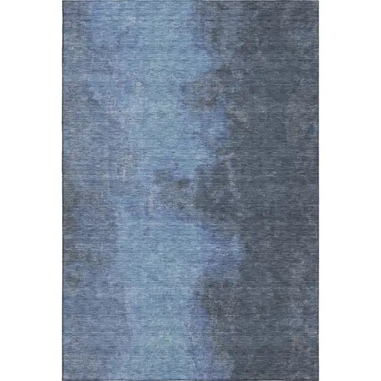 Navy Blue And Gray Abstract Washable Area Rug With UV Protection Photo 4