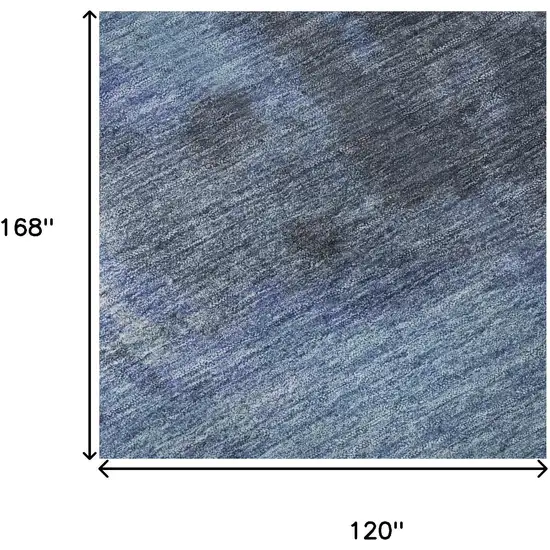 Navy Blue And Gray Abstract Washable Area Rug With UV Protection Photo 9