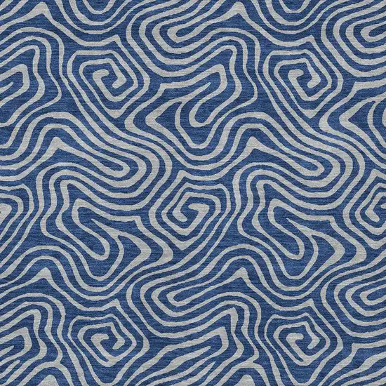 Navy Blue And Gray Abstract Washable Indoor Outdoor Area Rug Photo 6