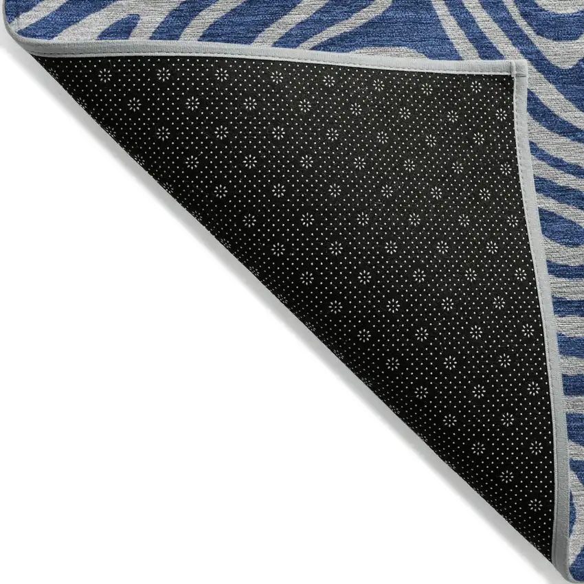 Navy Blue And Gray Abstract Washable Indoor Outdoor Area Rug Photo 4