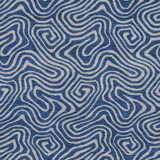 Navy Blue And Gray Abstract Washable Indoor Outdoor Area Rug Photo 6