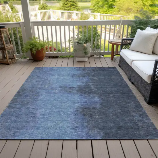 Navy Blue And Gray Abstract Washable Indoor Outdoor Area Rug Photo 8