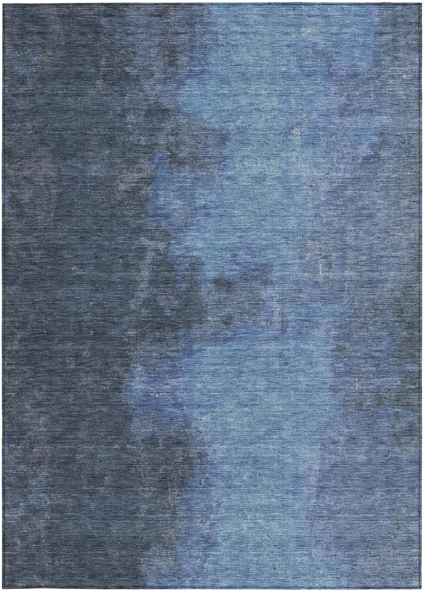 Navy Blue And Gray Abstract Washable Indoor Outdoor Area Rug Photo 4