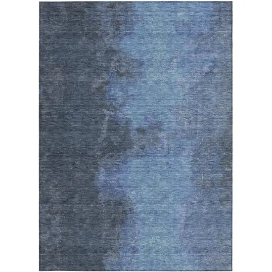 Navy Blue And Gray Abstract Washable Indoor Outdoor Area Rug Photo 9