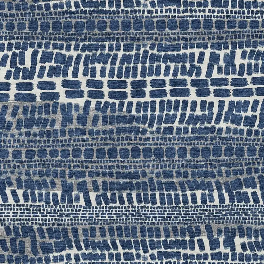 Navy Blue And Gray Abstract Washable Indoor Outdoor Area Rug Photo 2