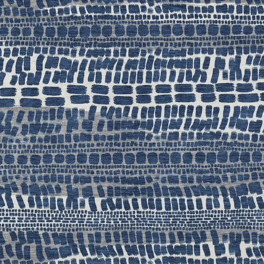 Navy Blue And Gray Abstract Washable Indoor Outdoor Area Rug Photo 2