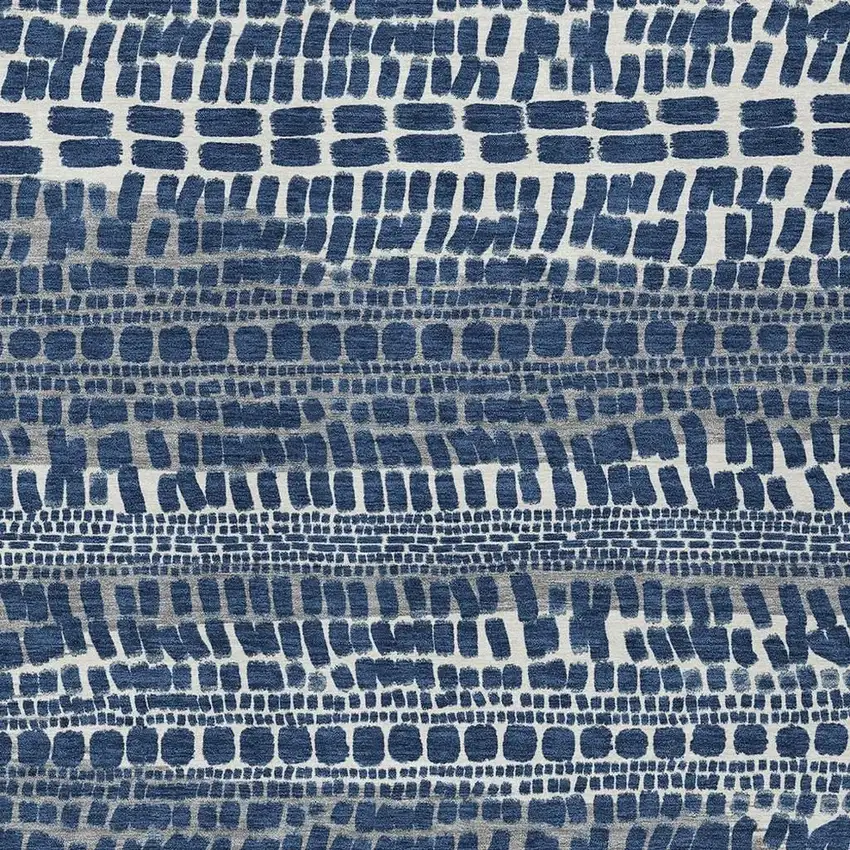 Navy Blue And Gray Abstract Washable Indoor Outdoor Area Rug Photo 2