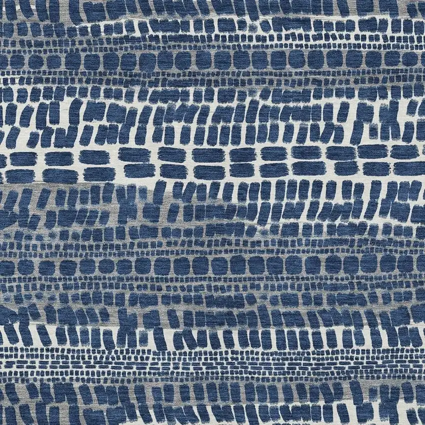 Navy Blue And Gray Abstract Washable Indoor Outdoor Area Rug Photo 2