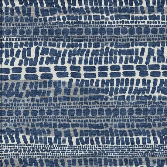 Navy Blue And Gray Abstract Washable Indoor Outdoor Area Rug Photo 2