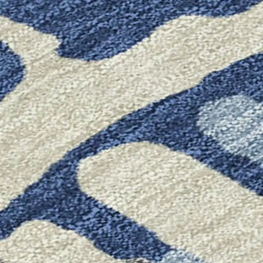 Navy Blue And Gray Abstract Washable Indoor Outdoor Area Rug Photo 5