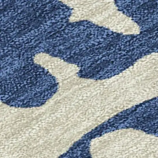 Navy Blue And Gray Abstract Washable Indoor Outdoor Area Rug Photo 2