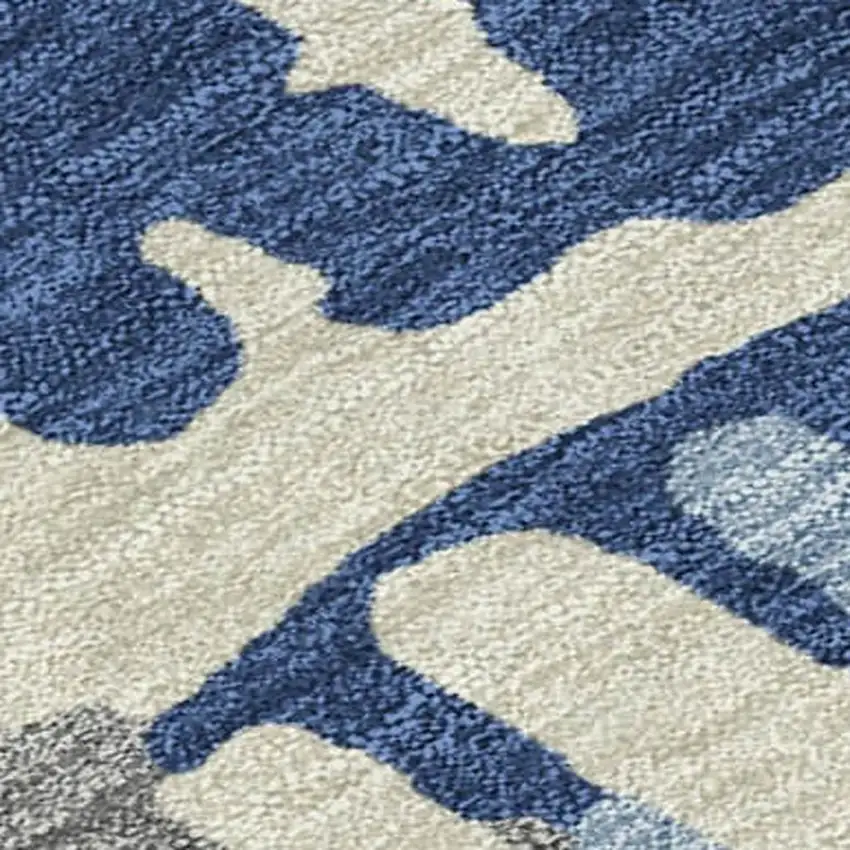 Navy Blue And Gray Abstract Washable Indoor Outdoor Area Rug Photo 6