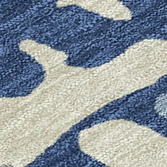Navy Blue And Gray Abstract Washable Indoor Outdoor Area Rug Photo 5
