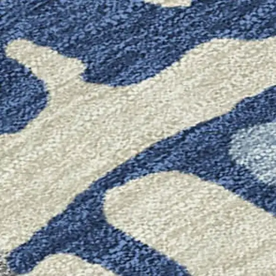Navy Blue And Gray Abstract Washable Indoor Outdoor Area Rug Photo 2
