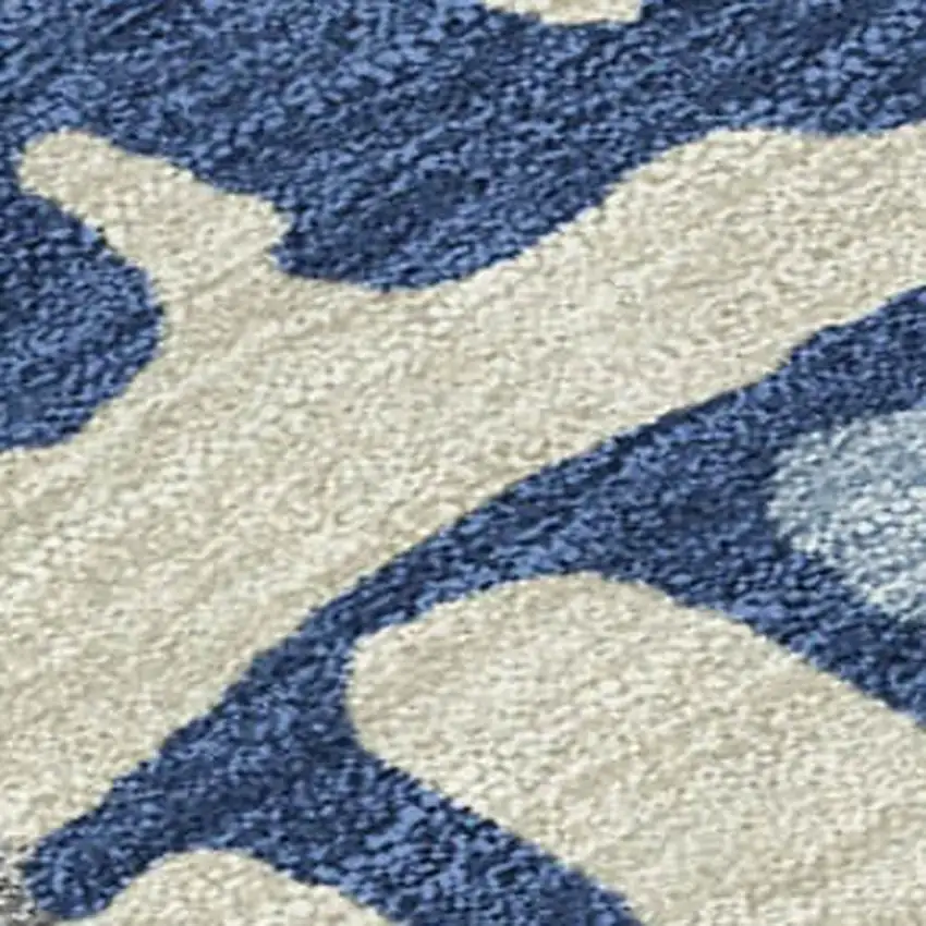 Navy Blue And Gray Abstract Washable Indoor Outdoor Area Rug Photo 2